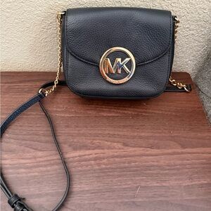 Michael Kors Black Crossbody Bag with Gold Accents